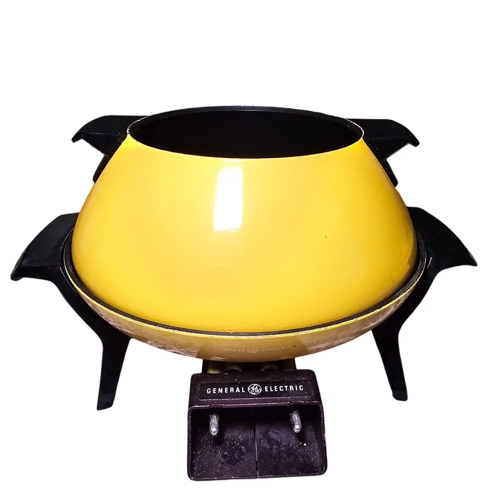 1970s General Electric Fry Fondue Skillet Slow Cooker Yellow B1SFC3TY MCM USA